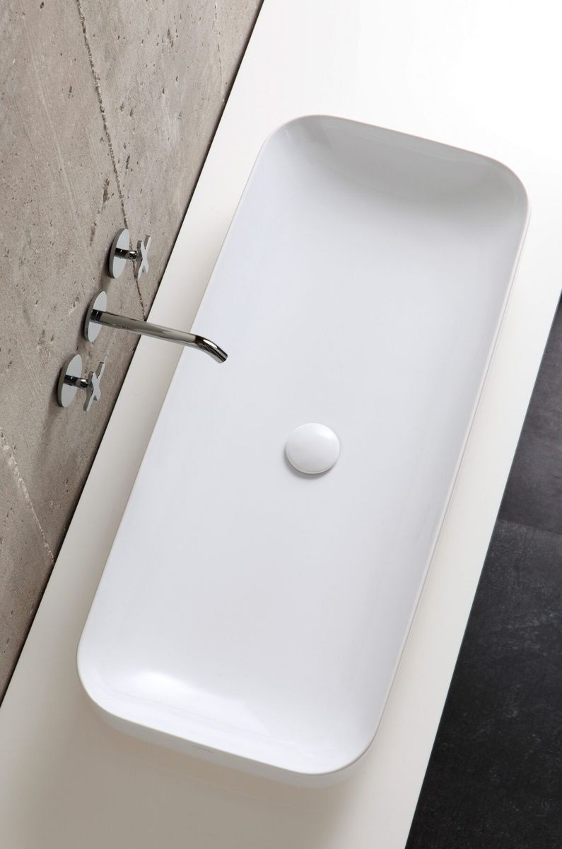 Умивальник накладний 90 см Azzurra Elegance Soft ELLG090400S0BI, Shiny white ELLG090400S0BI фото  | Італійска кераміка і меблі для ванної | Azzurra Ceramica | Ukraine
